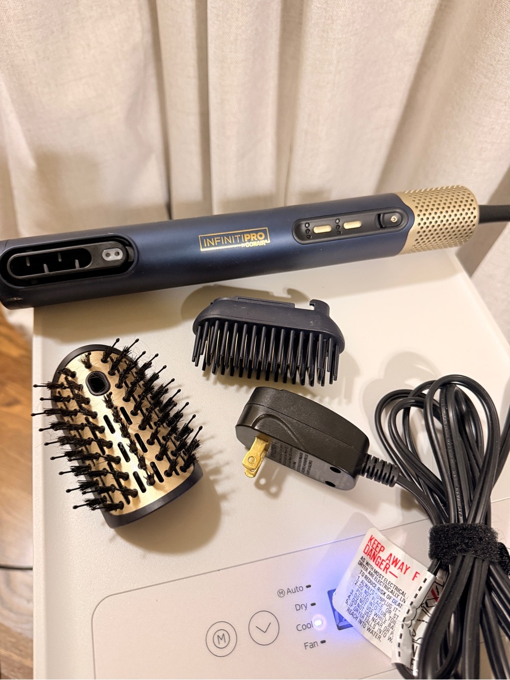 InfinitiPRO by Conair Women’s Blue & Gold Hot Air Styler with Brush Attachments